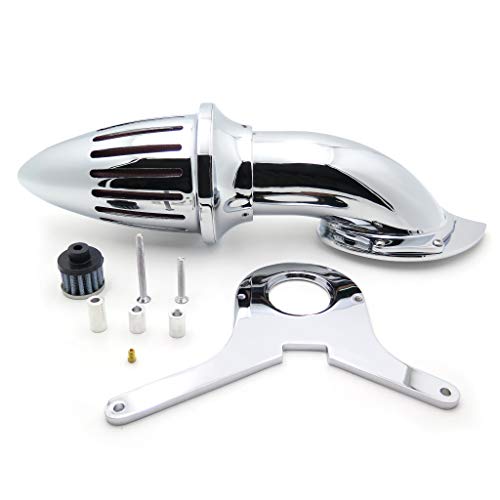 AfterMokit Bullet Air Cleaner Intake with Red Filter for Honda Shadow Aero 750 VT750C 2004 and Up VT750CA 2004 and Up Spirit 750 VT750C2 2007 and Up VT750RS 2012-2013 VT750CS 2013 and Up Chrome