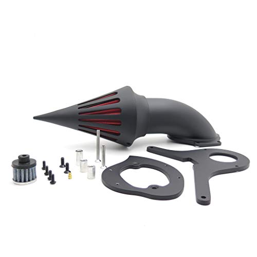 AfterMokit Cone Spike Air Cleaner Intake with Red Filter for Honda Shadow Aero 750 VT750C 2004 and Up VT750CA 2004 and Up Spirit 750 VT750C2 2007 and Up VT750RS 2012-2013 VT750CS 2013 and Up Black