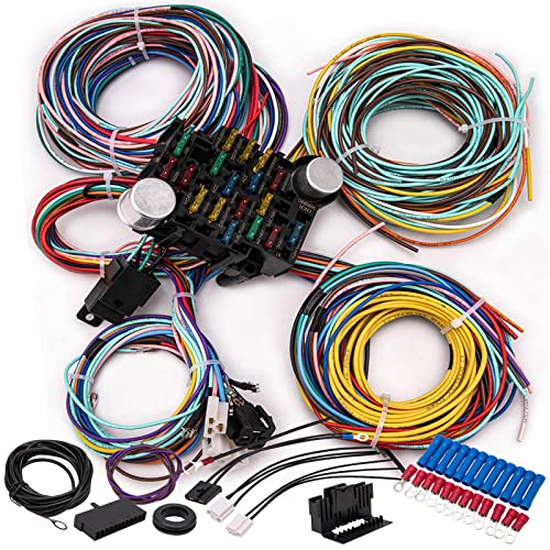 21 Circuit Wiring Harness Kit Universal Extra Long Wires 21 Circuit Harness for Ford Chevy Chrysler Mopar Hotrods Ratrods - 21 Circuit Wire Harness by LOYPP