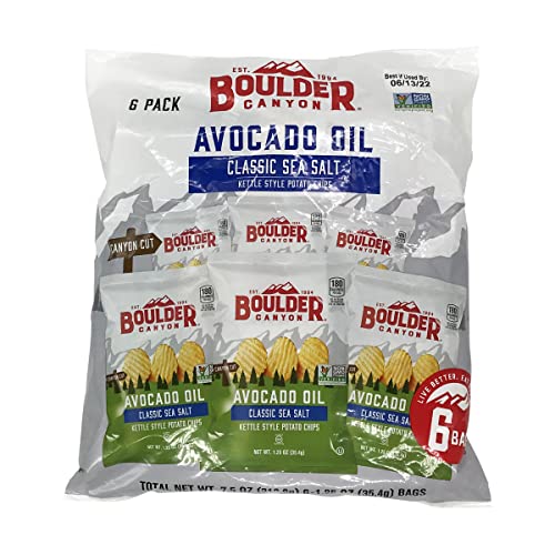 Boulder Canyon Avocado Oil Sea Salt Potato Chips 6 Count, 1.25 OZ