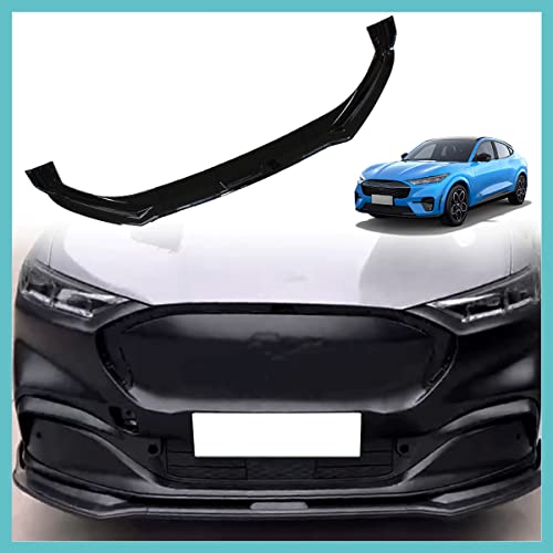 AOSKonology for Mustang Mach-E Front Lip Splitter ABS Front Bumper Lip Spoiler Side Body Kit Trim Compatible with Mustang mach e Exterior Accessories 2021 2022 2023(V2 Glossy Black)