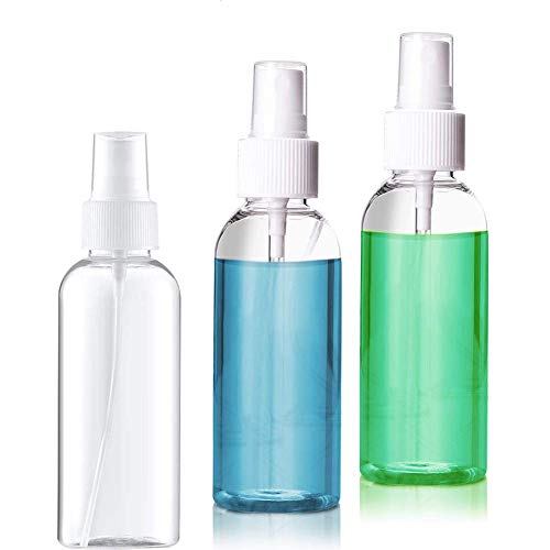 3 Pack 50ml Fine Mist Mini Spray Bottles Plastic, Pump Spray Cap Refillable Reusable Empty Atomizer Spray Bottles Travel,Suitable for Liquid (professional 1.69oz)