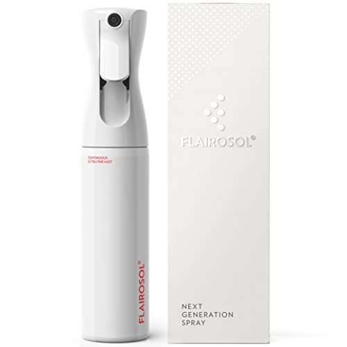 Flairosol, The Original, Spray Bottle for Hair, Face, Tanning and More, Ultra Fine Continuous Mist with 1001 uses. Trusted by Professionals. Patented Technology. 10 oz, White Bottle, Coral Print