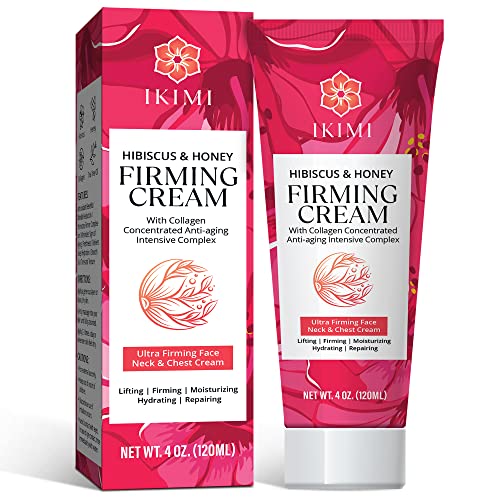 Hibiscus and Honey Firming Cream, Neck Firming Cream, Skin Tightening Cream for Face & Body, Skin Firming and Tightening Lotion, Face Tightening and Lifting Cream with Collagen, Hibiscus Extract, Honey, Jojoba Oil, 4 oz 120 mL