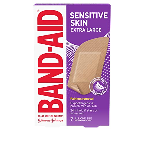 Band-Aid Brand Adhesive Bandages for Sensitive Skin, Hypoallergenic, Extra Large, 7 ct