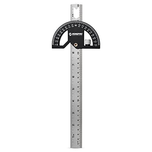 RONGPRO Angle Protractor Square Head 12 Inch, Adjustable Protractor Angle Finder, Featuring Precision Laser-Inside & Outside Angle Finder for Carpenters, Plumbers and All Building Trades