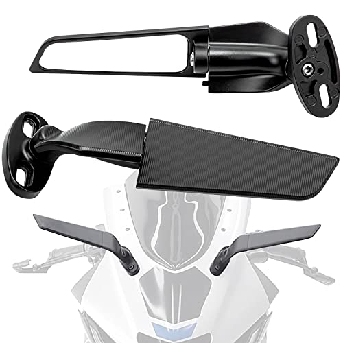 Modified Motorcycle Rearview Mirror,1 Pair Adjustable Rotating Side Mirrors,Wide Viewing Angle Wing Rearview Mirrors for Ninja 250 300 H2 H4 400 650 ZX10R ZX6R ZX 636