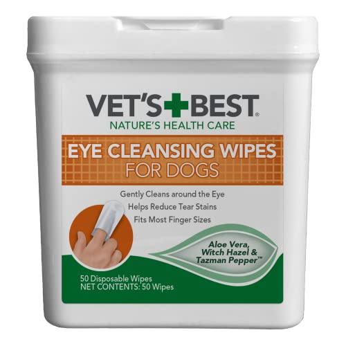 Vet's Best Eye Cleansing Wipes for Dogs - Tear Stain Remover for Dogs - Easy to Use and Paraben Free - Aloe Vera & Witch Hazel - 50 Count