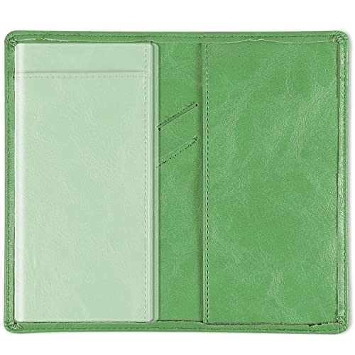 Sanlykate Checkbook Cover for Duplicate Checks with Pen Holder for Women Girls, RFID Blocking PU Leather Standard Register Check Book Case for Top & Side Tear Checks, Free Divider, Green