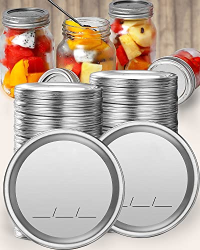 200-Count Regular Mouth Canning Lids for Ball, Kerr Jars - Split-type Metal Canning Jar Lids with Silicone Seals - Reusable Mason Jar Lids for Canning - Food Grade Materials, 100% Fit- Food Grade Materials, Perfect Fit for Ball, Kerr Jars