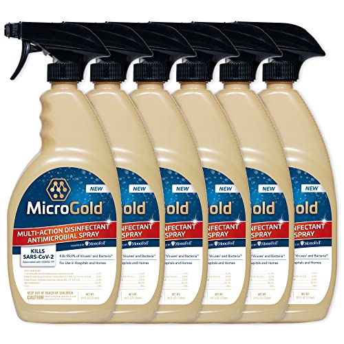 MicroGold Multi-Action Disinfectant Antimicrobial Spray Tested and Proven Effective to Kill the COVID-19 Virus, Kills 99.9% of Viruses and Bacteria, 24 Fluid Ounces, 6 Pack
