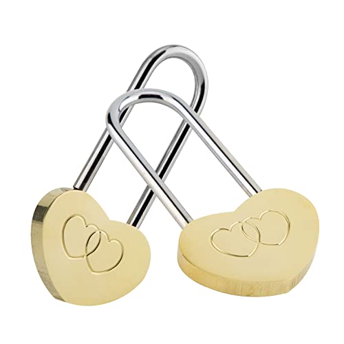 VeYocilk Love Lock Single Heart Padlock: 2 PCS 3.5" 50mm Engraved Wish Lock Without Key Everlasting Love for Wedding,Anniversary,Valentine's Day,Travel(NO Key)