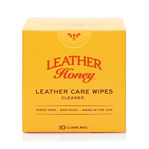Leather Honey Leather Cleaner Wipes - Clean Leather On-The-Go - The Best Leather Cleaner for Vinyl and Leather Apparel, Furniture, Auto Interior, Shoes and Accessories - 10 Ready-to-Use Wipes