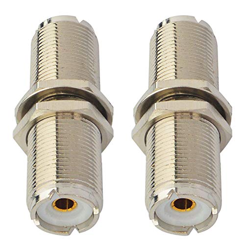 Boobrie UHF Bulkhead Connector RF UHF Coax Adapter UHF Female to UHF Female Connector SO239 to SO239 Bulkhead Connector Low Loss Female to Female Coax Adapter 4.5 cm Pack of 2 
