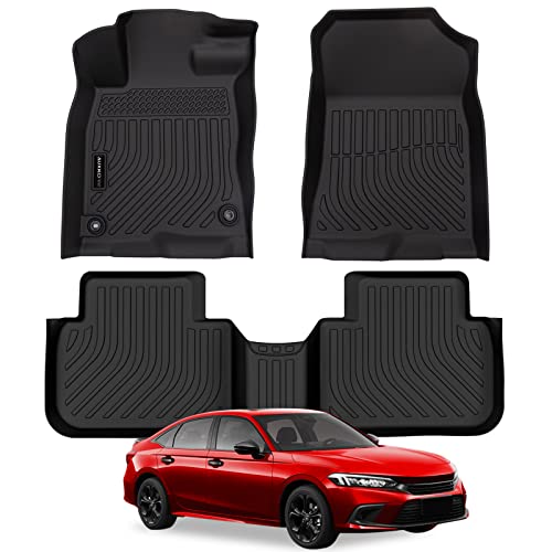 Auxko All Weather Floor Mats Fit for Honda Civic 2022 2023 Rubber Liner for Civic 2023 2022 All Season Guard Odorless Anti-Slip Floor Mats(Include 2nd Row with USB Port)