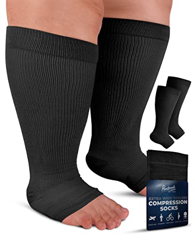 Pembrook Toeless Compression Socks Wide Calf for Women and Men - 20-30mmHg | 6XL Plus Size Compression Socks for Women