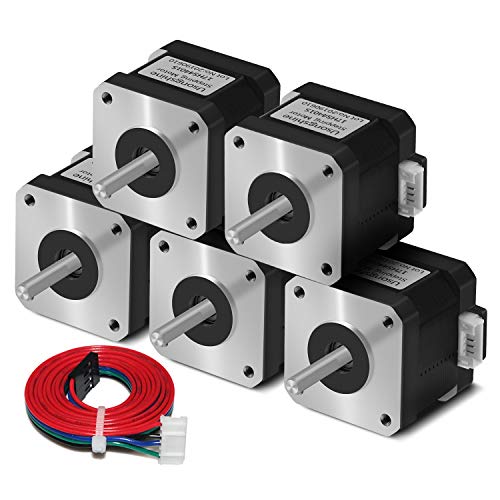 Usongshine Nema 17 Stepper Motor 42BYGH 1.8 Degree 38MM 1.5A 42 Motor (17HS4401S) 42N.cm (60oz.in) 4-Lead with 1m Cable and Connector for DIY CNC 3D Printer (Pack of 5)