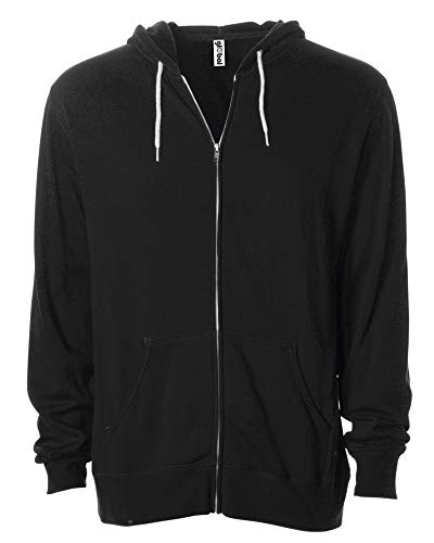 Global Blank Slim-Fit Sweatshirts for Men and Women, Lightweight Zip-Up Hoodie, Black, Medium