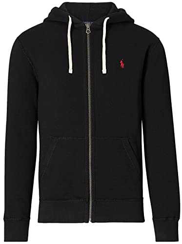 POLO RALPH LAUREN Classic Full-Zip Fleece Hooded Sweatshirt - XXL - BlackRedPony