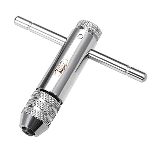 uxcell Adjustable Ratchet Tap Wrench T-Handle, for Metric M5-M12 Thread Taps, Ratcheting T Handle Holder Reamer Hand Tapping Tool for Machinist Repair, 111mm (4.37-inch Approx.) Body