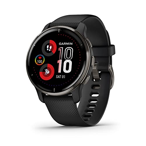 Garmin 010-02496-01 Venu 2 Plus, GPS Smartwatch with Call and Text, Advanced Health Monitoring and Fitness Features, Slate with Black Band