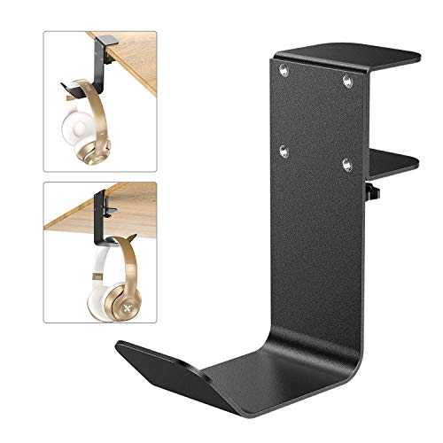 Stand Up Desk Store Clamp- On Under Desk Headphone Holder/Backpack Hook/PC Gaming Headset Headphone Hanger Mount, Provides a Convenient Place to Hang Headsets or Bags