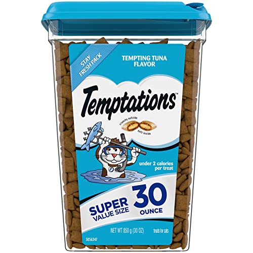 TEMPTATIONS Classic Crunchy and Soft Cat Treats, Tempting Tuna Flavor, 30 oz. Tub