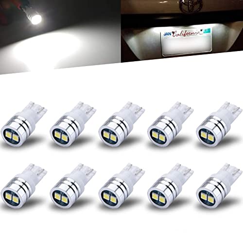 iBrightstar Extremely Bright 3030 Chipsets 168 175 194 2825 W5W T10 Wedge LED Bulbs for License Plate Interior Map Dome Trunk Lights, Xenon White