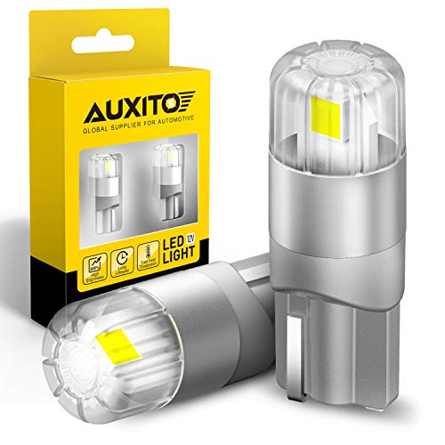 AUXITO 194 LED Bulbs White, Super Bright Unique 1:1 Design, License Plate Light 168 2825 W5W T10 Error Free Car Bulbs for Dome Map Door Courtesy Glove Box Trunk Light (Pack of 2)