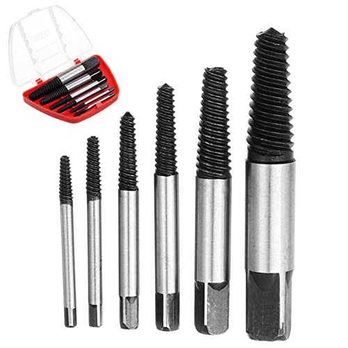 6pcs Pipe Screw Extractor Set,Broken Spiral Screw Extractor for Removing Stripped Screws and Broken Bolts,Damaged Screw Broken Bolt Extractor Set