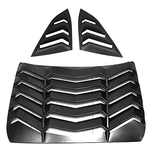 IKON MOTORSPORTS, Window Louver Compatible With 2016-2021 Honda Civic 4Door, Visor Style,Rear Louver and Side Quarter Scoop Louvers