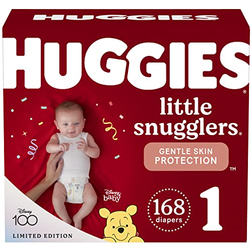 Huggies Little Snugglers Baby Diapers, Size 1 (8-14 lbs), 168 Ct, Newborn Diapers