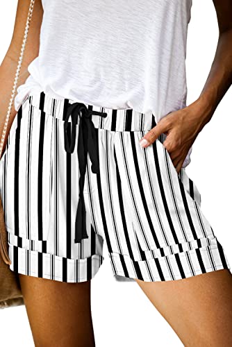 Womens Casual Shorts Comfy Stretchy Fit Boyfriends Summer Shorts Pants with Pockets,White S