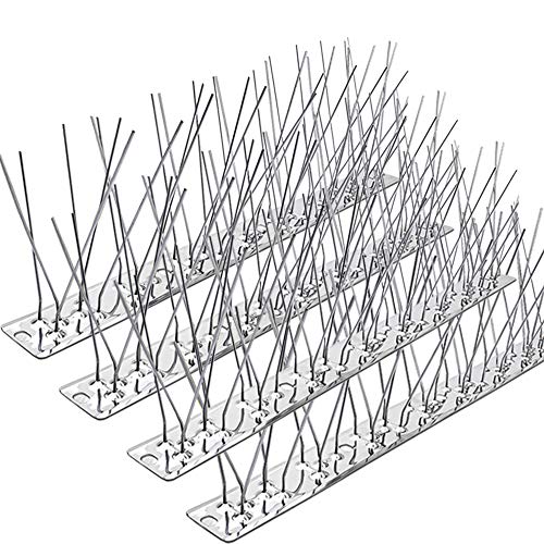 PANGCH Bird Spikes for Pigeons Small Birds,Stainless Steel Bird Spikes -No More Bird Nests & Poop-Disassembled Spikes 4 Strips 4.33 Feet Coverage