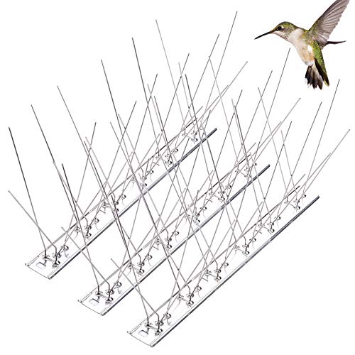 Yerdos Durable All Stainless Steel Bird Spikes Kit - Metal Bird Deterrent Device for Deterring Pigeons, Crows, Woodpeckers(3 Pack)