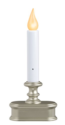 Xodus Innovations FPC1221P Battery Operated LED Dusk to Dawn Window Candle Polycarbonate, with Realistic Amber Flame, Pewter