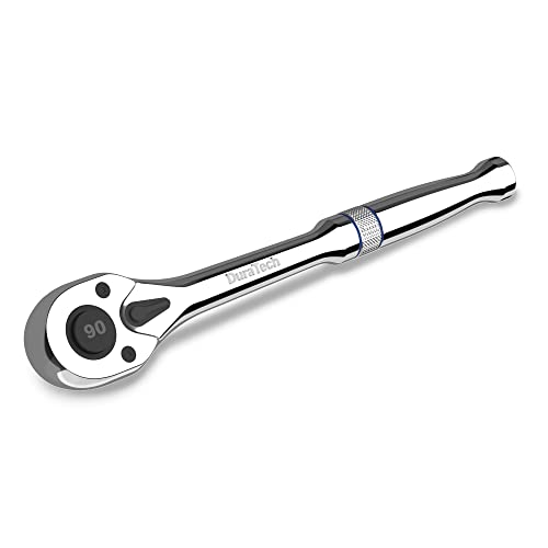 DURATECH 1/2-Inch Drive Ratchet, 90-Tooth Quick-release Ratchet Wrench, Reversible, Chrome Alloy Made, Full Polished