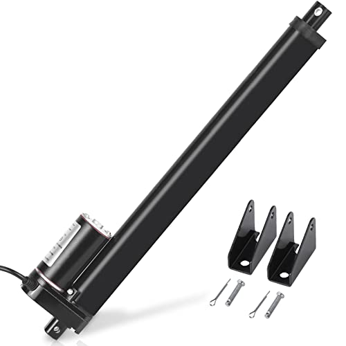 DC HOUSE 12 Inch 12" High Speed 14mm/s Linear Actuator Motor 1000N DC12V with Mounting Brackets