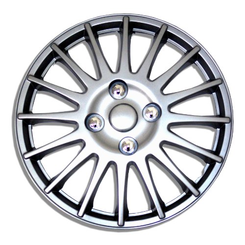 Tuningpros WC1P-16-611-S - Pack of 1 Hubcap (1 Piece) - 16-Inches Style Snap-On (Pop-On) Type Metallic Silver Wheel Covers Hub-caps