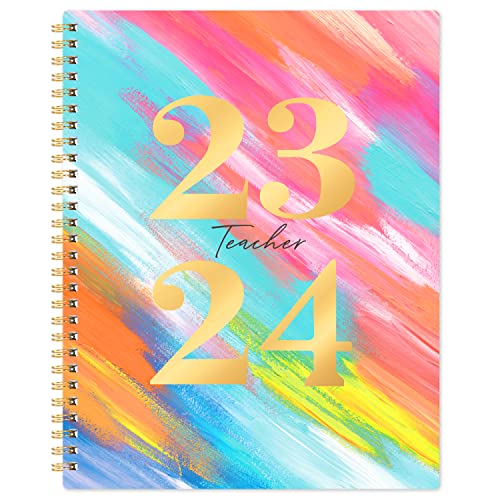 Teacher Planner 2023-2024 - 2023-2024 Weekly & Monthly Lesson Plan Book, July 2023 - June 2024, 8" x 10", Academic Planner 2023-2024 with Twin-Wire Binding for Teachers - Watercolor