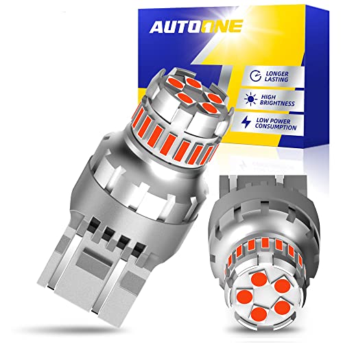 7440 7443 LED Strobe Brake Light Bulb Red, AUTOONE 2800LM Flashing Strobe Blinking LED Tail Light Bulbs for T20 W21W 7441 7444 7443R, 300% Brighter Canbus Ready Plug and Play LED Stop Bulbs, Pack of 2