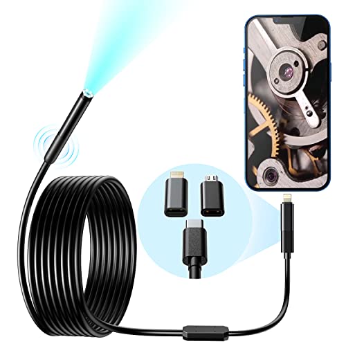 FOXOLA Endoscope, Wi-Fi Industrial Borescope with 6 LED Lights, 7.9mm Type-C USB Snake Camera, Waterproof IP67 Inspection Camera for OTG Android, iPhone (10ft, USB Powered)