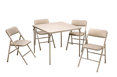 COSCO 5 Piece, Tan Folding Table and Chair Set.