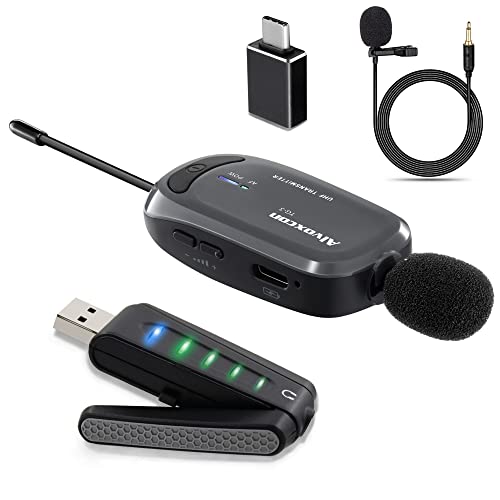 Alvoxcon Wireless Lapel Microphone for Computer, USB lavalier Mic System for MacBook, Android, PC, Laptop, Speaker, Zoom Meeting, Teacher Podcasting, Vlog, YouTube, Conference, Vocal Recording