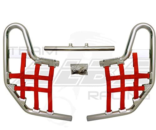 TRX 400EX SPORTRAX (1999-2014) Standard Nerf Bars - Compatible with Honda - Silver Bars - Compatible with Honda - w/Deep Red Net