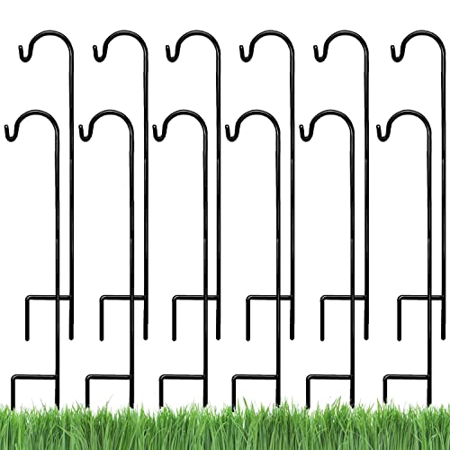 Ashman Shepherd's Hooks 35 Inch (12 Pack), Black, Made of Premium Metal for Hanging Solar Lights, Bird Feeders, Mason Jars, Christmas Lights, Lanterns, Garden Stakes and Wedding Dcor.