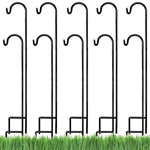 Ashman Shepherds Hook 10 Pack Black, 35 Inches Tall, Made of Premium Metal for Hanging Solar Light, Bird Feeders, Mason Jars, Garden Stake and Wedding Dcor