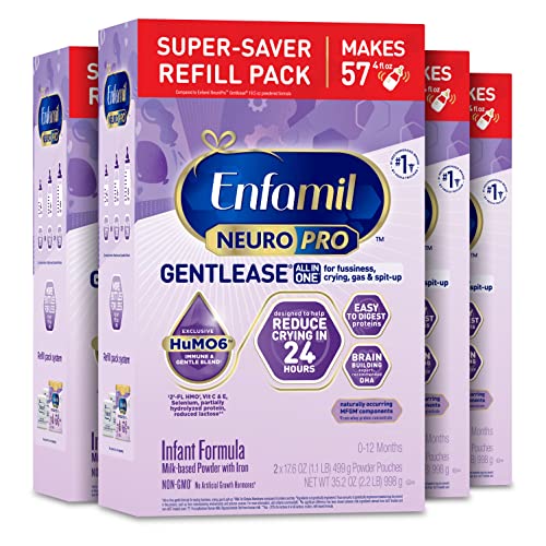 Enfamil NeuroPro Gentlease Baby Formula, Infnat Formula Nutrition, Brain and Immune Support with DHA, Proven to Reduce Fussiness, Crying, Gas and Spit-up in 24 Hours, Refill Box, 35.2 Oz, 4 Total