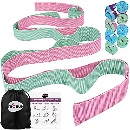 [NEW 2023] TECEUM Stretching Strap for Yoga & Physical Therapy  10 Loops  Choice of materials & colors  Non-elastic Leg Stretch Straps for Stretching, Exercising, Pilates, Post-injury Rehabilitation for All Levels  For Men & Women
