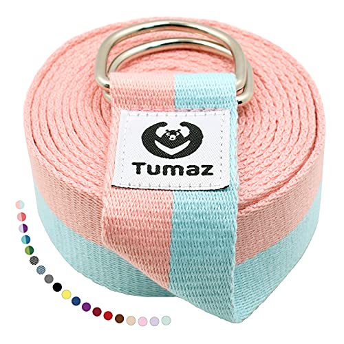 Tumaz Yoga Strap / Stretch Bands [15+ Colors, 6/8/10 Feet Options] with Extra Safe Adjustable D-Ring Buckle, Durable and Comfy Delicate Texture - Best for Daily Stretching, Physical Therapy, Fitness